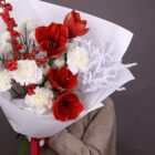 Букет цветов с амариллисами Рождественская сказка размер М Фото 5